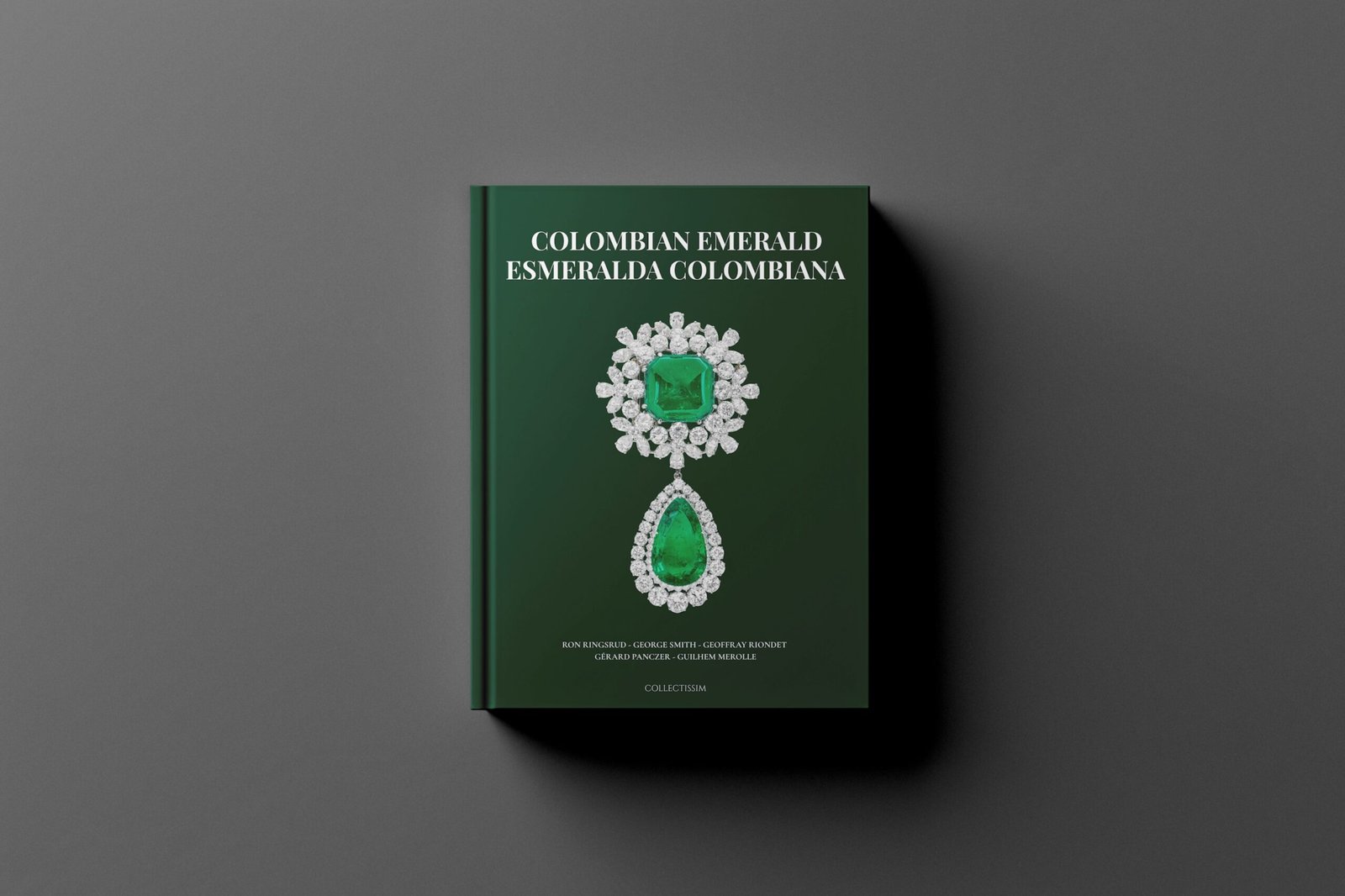 Image of the book "Colombian Emerald / Esmeralda Colombiana", published by Collectissim, dedicated to the history, mines, and beauty of Colombian emeralds.